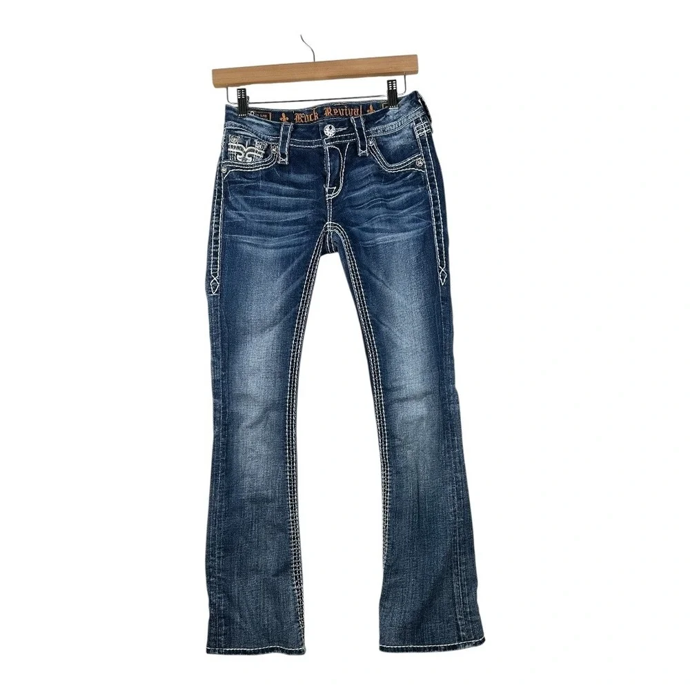 Rock Revival "Maria" Bootcut Bling Jeans size 25 Blue